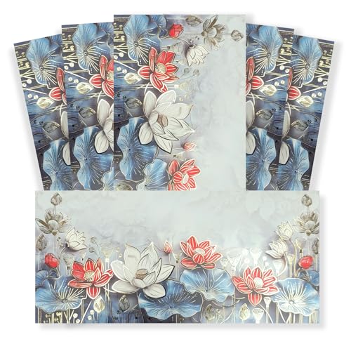 Image of Fonsie cash shagun fancy design envelopes pack of 75 for gifting money on wedding gift, baby shower, shagun, family gatherings(Floral, Blue).