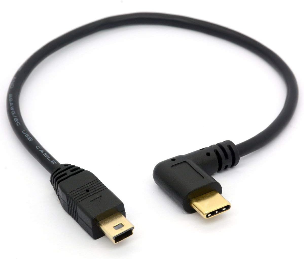 Angle USB Type C to Micro USB Cable, 90 Degree USB-C Male to Micro-B Male Adapter Converter for MacBook Pro, Laptop, Android Devices(Only for Charging)(TypeC to Mini) (USB C/Type C Side)