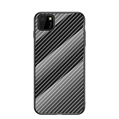 MadBee Funda para Huawei Y5p / Honor 9S [con Protector de Pantalla],9H Cristal Templado [Patrón de Fibra] [Resistente a los Arañazos] + Borde de TPU Silicona Suave Fundas Case Cover (Negro)