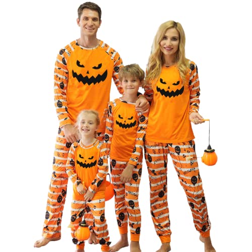 Family Matching Halloween Ghostface Pajamas Set, Funny Printed PJs Holiday Lounge Wear Sleepwear for Couples Men Women