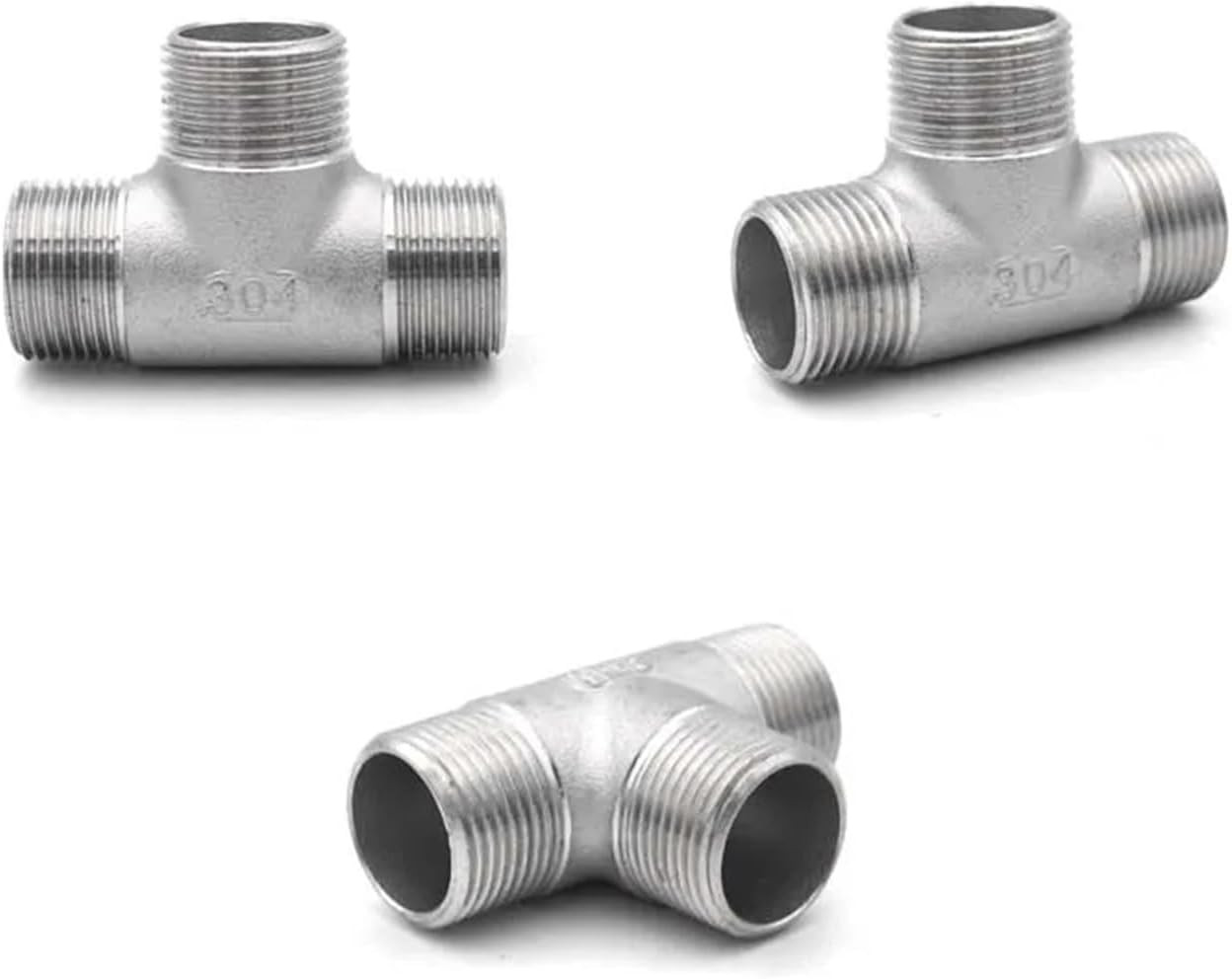 304 Stainless Steel BSPT Male Female Pipe Fitting – Four-Way & Three-Way Connector (Red, 1-1/4")(Gray,0.25 Inch)