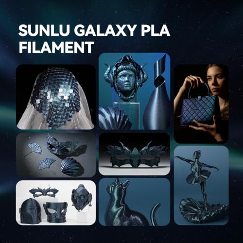 Image of SUNLU Galaxy PLA 3D Printer Filament, Sparkling and Dazzling PLA Filament 1.75mm, 4 Pack, 0.25kg per Spool, 1kg in Total (Galaxy+Galaxy Green+Stardust Purple+Star Brown)