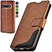 Produktbild elephones Handyhülle für Samsung Galaxy S10 Plus Hülle mit TÜV geprüftem RFID-Schutz aus Premium PU Leder Flip-Case Handy-Tasche Schutz-Hülle Kompatibel mit Samsung Galaxy S10 Plus Braun