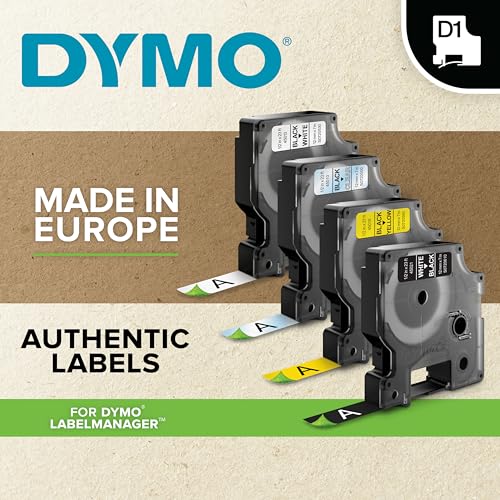 DYMO D1 étiquettes autocollantes authentiques | impression en noir sur fond blanc | 12 mm x 7 m | pour étiqueteuses LabelManager