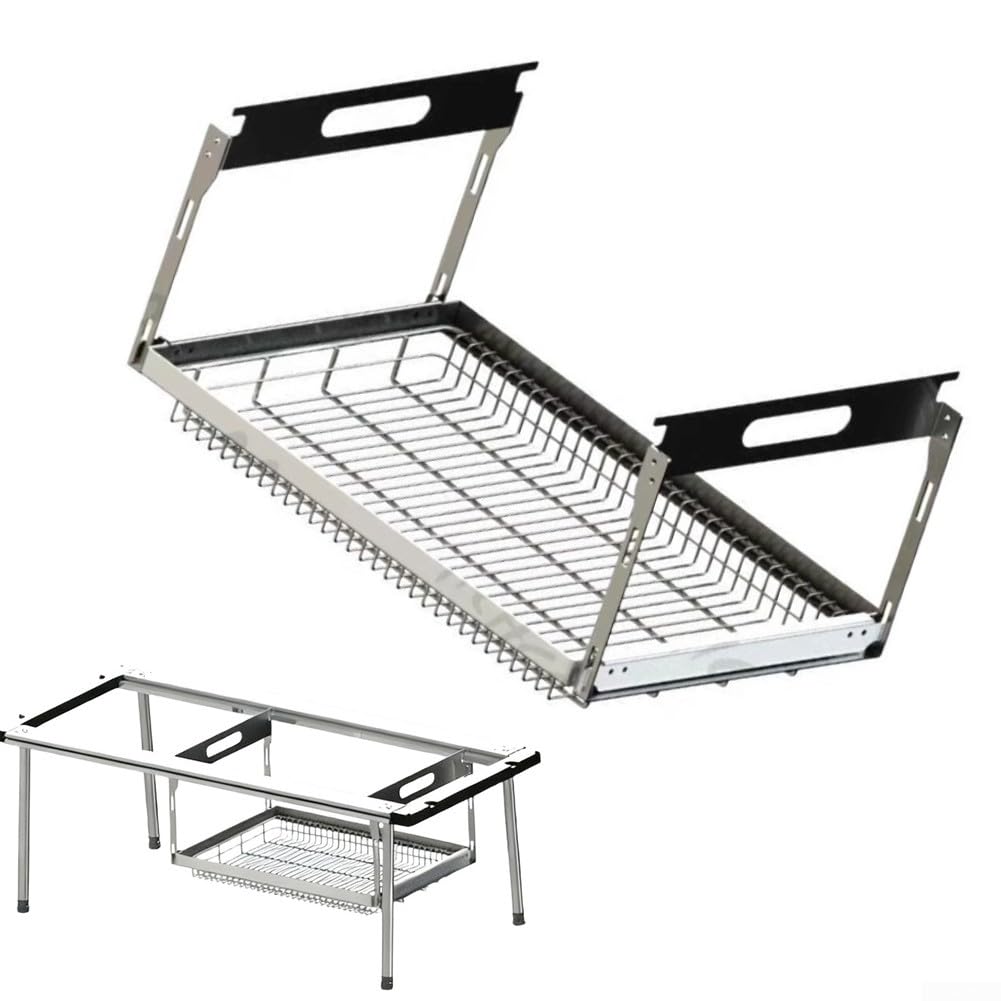 Przenośny składany aluminiowy stojak do przechowywania na stół IGT 2-częściowy zewnętrzny kemping kuchenny organizer oszczędzający miejsce akcesorium piknikowe lekki i trwały sprzęt turystyczny