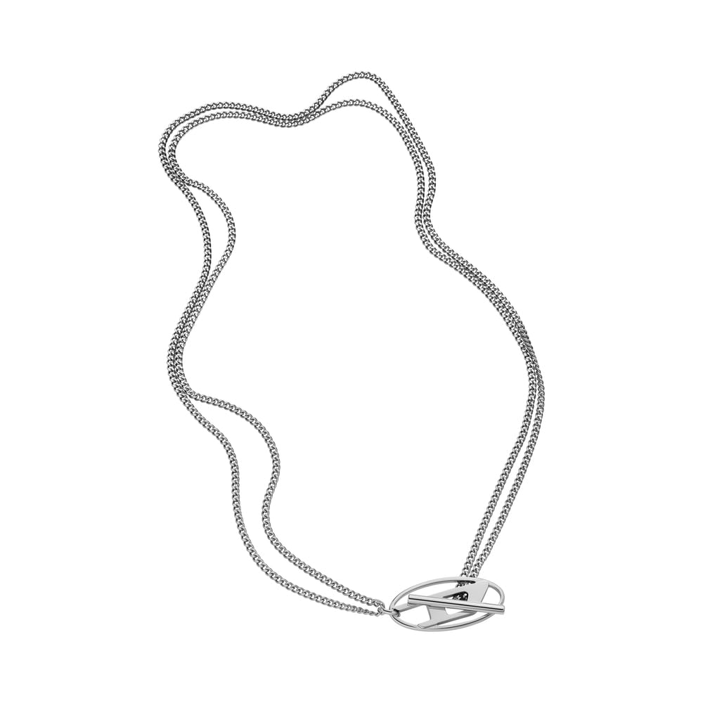 Diesel Men's Stainless Steel with Toggle clasp closure necklace Brushed Silver