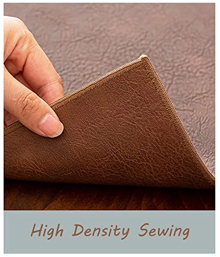 Chemin de table en cuir imperméable et thermo-résistant marron facile à nettoyer