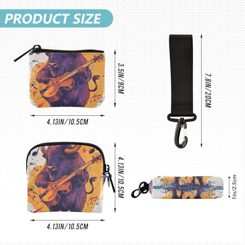 Bison 80s Music Play Dual Coin Purse Credit Card Holder Wallet Small Portable Credit Card Wallet Case with Zipper Pocket for Lady 2 Pcs4