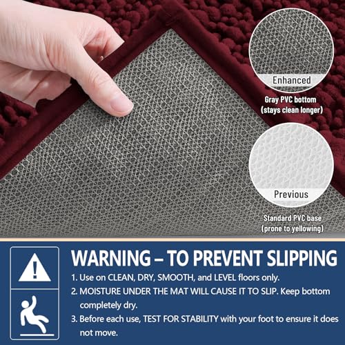 Image of Arotive Luxury Toilet Rugs U-Shaped 24x20, Extra Soft Thick Absorbent Shaggy Chenille Bath Rugs, Machine Wash Dry, Bath Mat for Toilet Base, Tub and Shower, Home Decor Accessories, Burgundy