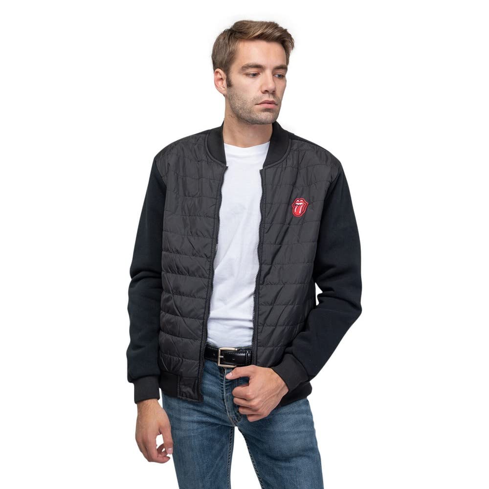Rolling Stones The Quilted Jacke Classic Tongue Band Logo Offizielles Schwarz Unisex