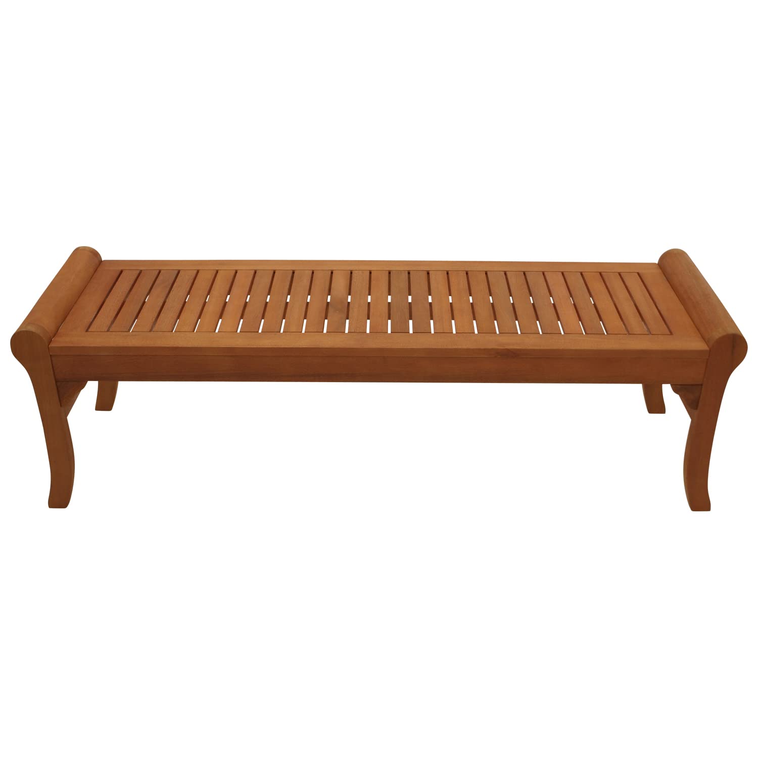 DEGAMO Gartenbank Hockerbank Ipanema 150cm ohne Rückenlehne, Eukalyptus Hartholz braun geölt, FSC®-Zertifiziert, Outdoor und Indoor