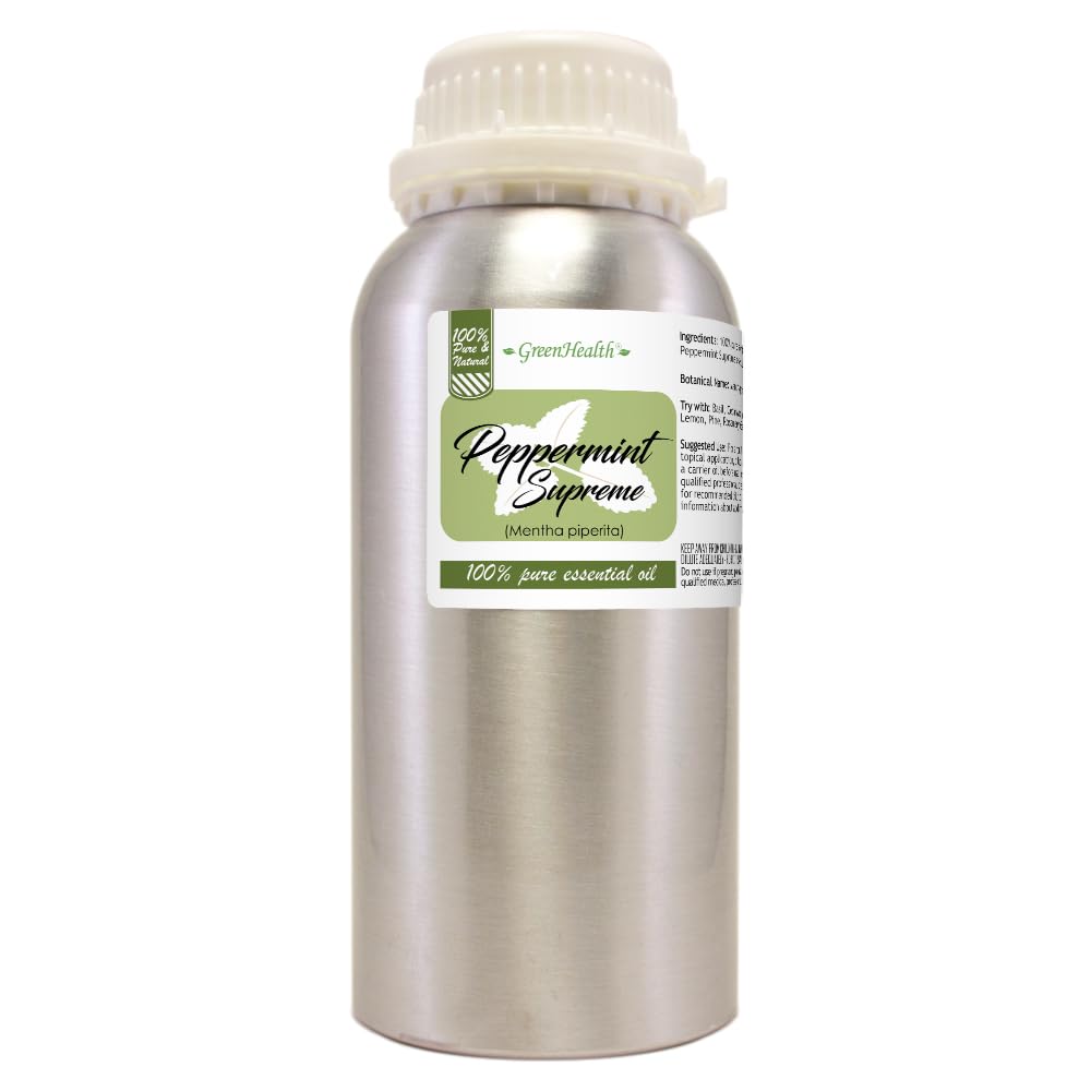 Peppermint Essential Oil (Mentha piperita) – 16 fl oz – 100% Pure & Uncut – Aluminum Bottle – GreenHealth