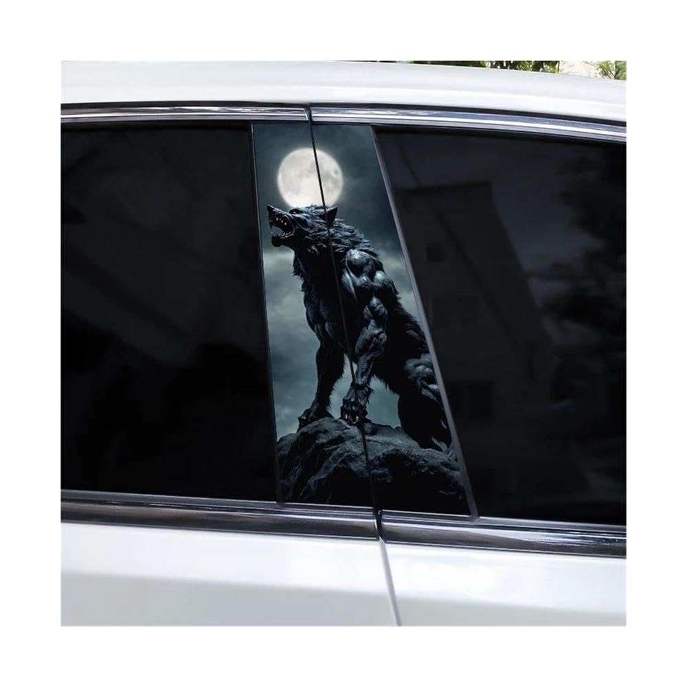 Body Parts 2pcs Wolf Full Moon Car Center Pillar Sticker(G)