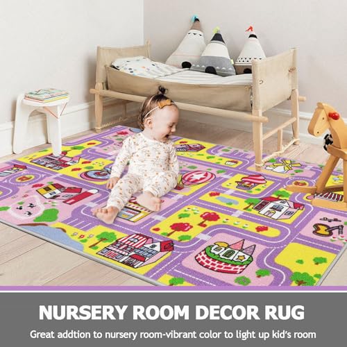 Tapete infantil Capslpad 158x99 cm morado para juego miniatura 5