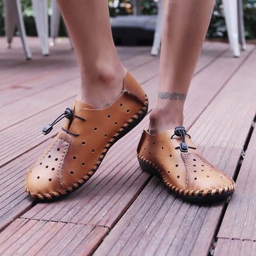 Men's Classic Loafers Summer Hollow Walking Casual Shoes Soft Breathable Business Retro Shoes Non-Slip Flat Driving Shoes4