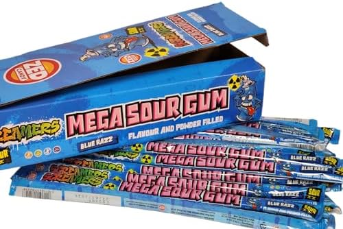 Zed Candy Screamers - Frutti Flavour Powder Filled Mega Sour Gum - Fun Xmas Treats & Stocking Stuffer for Bubblegum Fans (Blue Jazz, Half Pack (14pc))