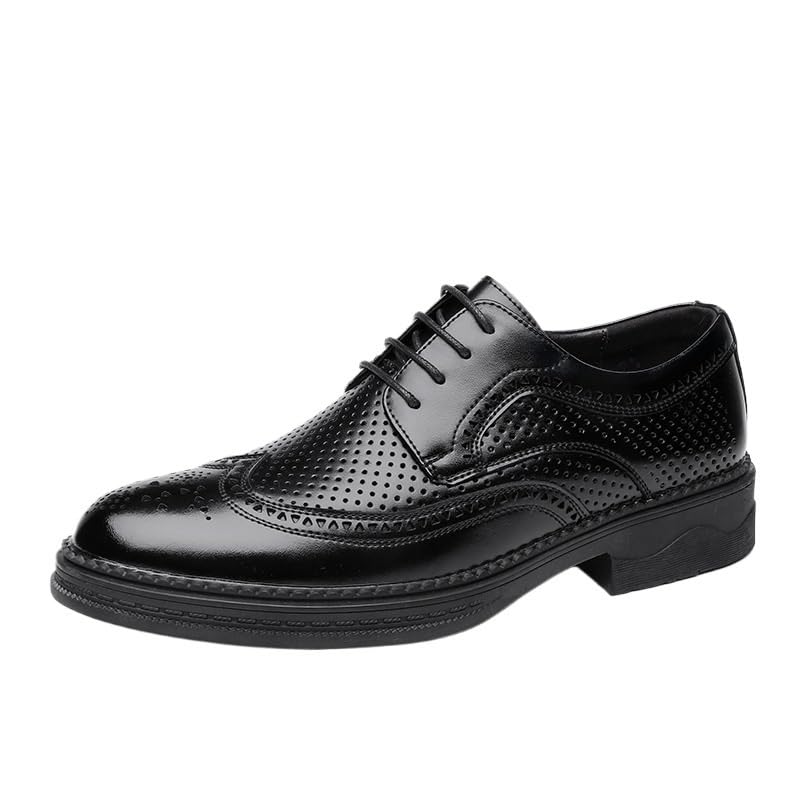 Hollow Dress Oxford Shoes for Men Brogues Breathable Men's PU Leather Oxford Shoes Classic Lace-up Formal Tuxedo Shoes Formal Dress Shoes for Wedding Party Office