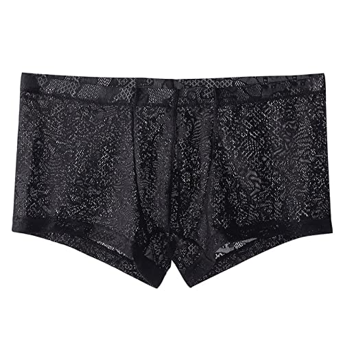 Men's Lace Boxer Briefs Underwear Bulge Pouch Lingerie Sheer Bikini See Through Shorts Underpanties