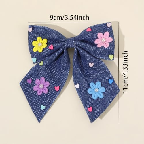 Pinzas para cabello moño de mezclilla azul 2 piezas miniatura 6