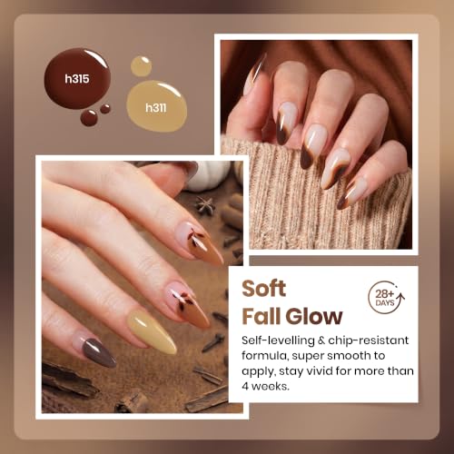 Image of Beetles Brown Gel Polish Set - Fall Whisper Collection, 6 Colors Brown Nude Polish Set, Soak Off UV LED Nail Gel Earth Tone Autumn Nail Colors for DIY Manicure