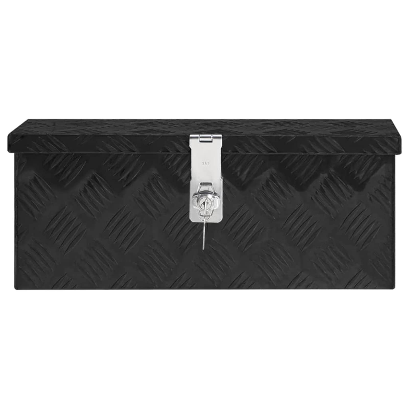 Homgoday Caja de almacenamiento, caja de almacenamiento para pasillo, cofre de remolque, organizador de herramientas con tapa, caja de herramientas con bloqueo, caja de camión, color negro, 50 x 15 x
