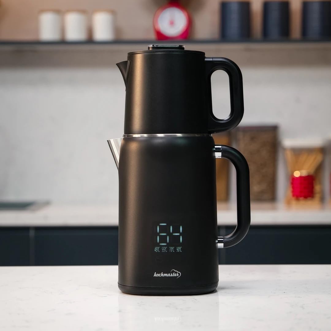 Dem Keyfi Pro Teemaschine, Digital, 1.5L + 1.1L, 1800W, Edelstahl, mit Temperaturregelung & Warmhaltefunktion