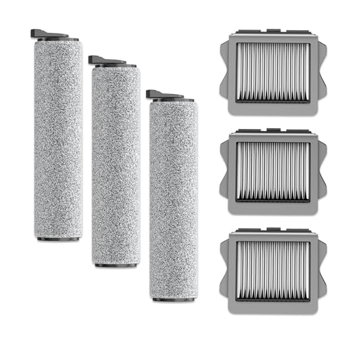 Image of Replacement Brush Rollers and Filters Compatible with Tineco S3 Serise Cordless Wet Dry Vacuum Cleaner, Accessories inclue 3 Filters & 3 Brush Rollers, Efficient Replacement Part for Clean Floors