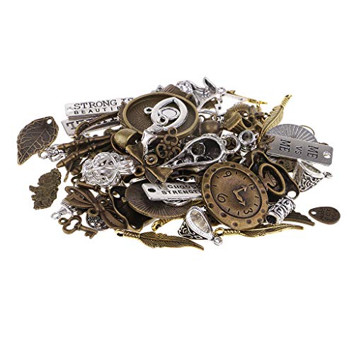 P Prettyia 100 Gram DIY Assorted Color Antique Metal Steampunk Charms Pendant for Crafting, Cosplay Decoration,Jewelry Making Accessories steampunk buy now online