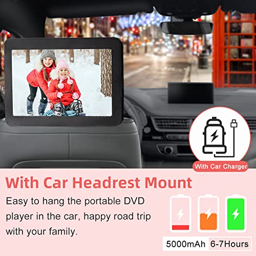 𝗝𝗘𝗞𝗘𝗥𝗢 16.9" Portable Dvd Player With 14.1" Swivel Screen, 6 Hrs Battery Car Dvd Player, Car Headrest Mount, Car Charger, Portable Dvd Supports All Region Discs/Sd Card/Usb/Sync Tv, Black #TOP3
