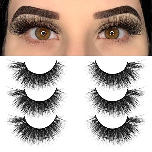 BEPHOLAN 3 Pairs Mink Fur Lashes|100% Real Siberian Mink Fur Eyelashes| Dramatic Cat-Eyes Look| 5D Super Volume Fluffy| Totally Cruelty-Free| Reusable &Handmade|Super Soft False Eyelashes|XMZ249