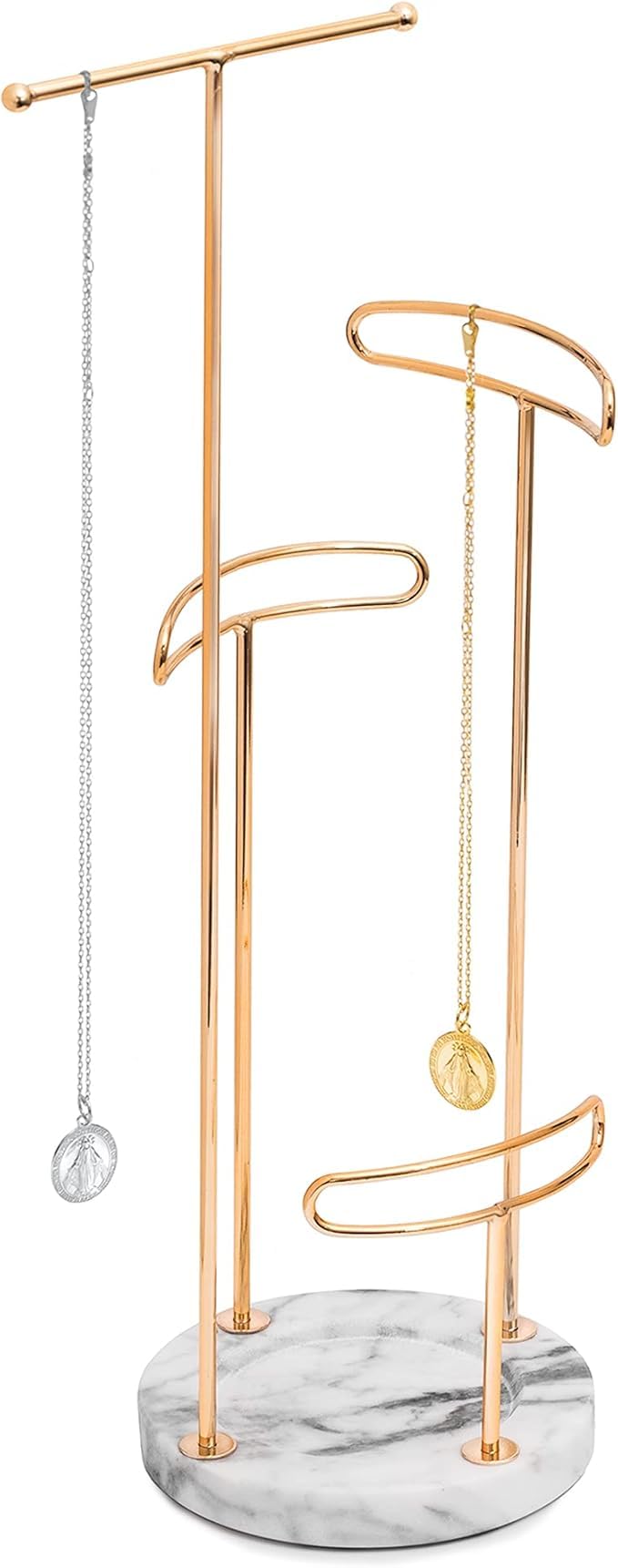 Sasha Morel Women's Jewellery Organizer Stand - Rose Gold - Marble Base