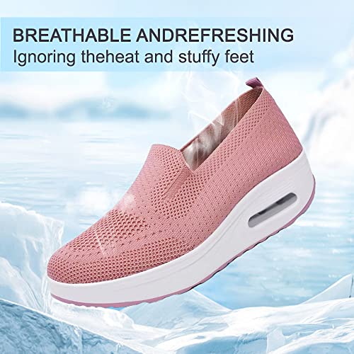 Orthopedic Walking Shoes for Women, Slip-On Light Air Cushion Mesh Up Stretch Platform Orthopedic Sneakers for Arch Support 5