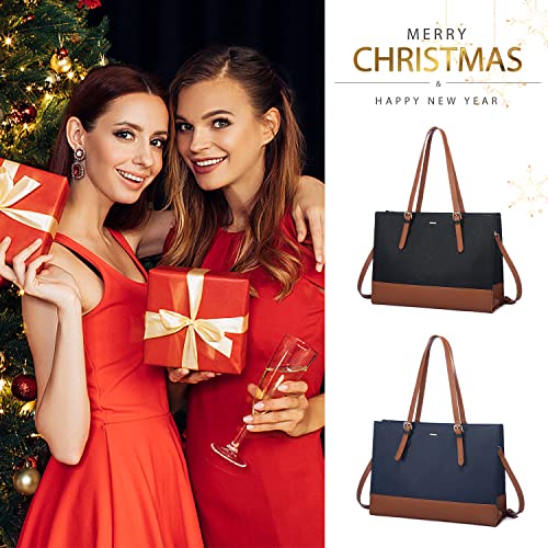 Image of LOVEVOOK Laptop Bag for Women, Fashion Computer Tote Bag 15.6 Inch Large Handbag, Shoulder Bag Purse for Business Work
