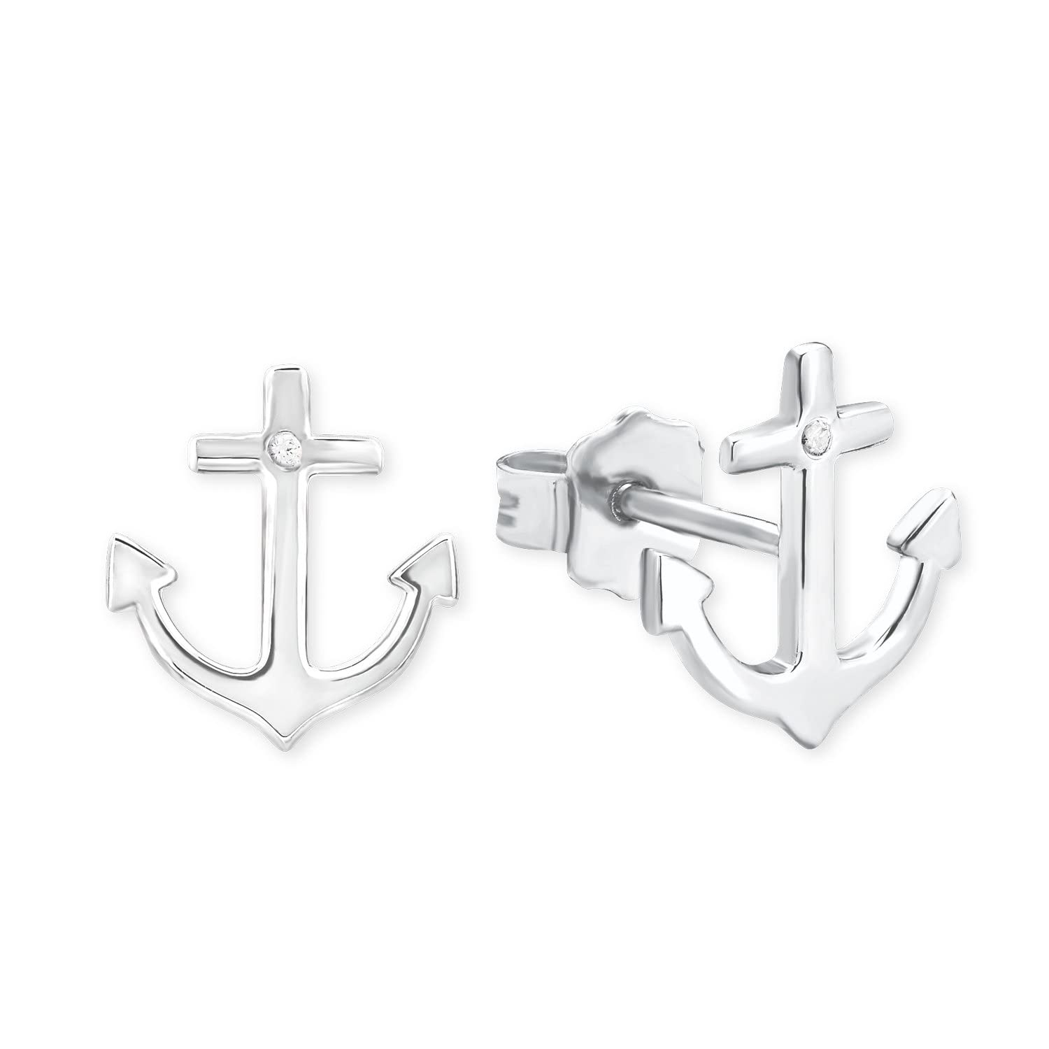 s.Oliver Schmuckset Damen aus 925 Sterling Silber, mit Zirkonia synth., silber, Anker, kommt in Schmuckbox