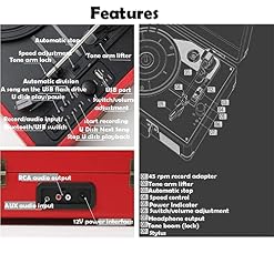 Tourne-Disque Portable avec Haut-parleurs, Prise en Charge de la Sortie Audio RCA et de l’entrée Audio AUX, Tourne-Disque avec SP Chaque Famille - Les Beatles, Paul McCartney, John Lennon, RIngo Starr, George Harrison Tourne-Disque Portable avec Haut-parleurs, Prise en Charge de la Sortie Audio RCA et de l'entrée Audio AUX, Tourne-Disque avec SP Chaque Famille – Image 2