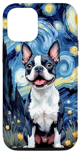 Starry Night Boston Terrier Dog Owner Case for iPhone 12/12 Pro