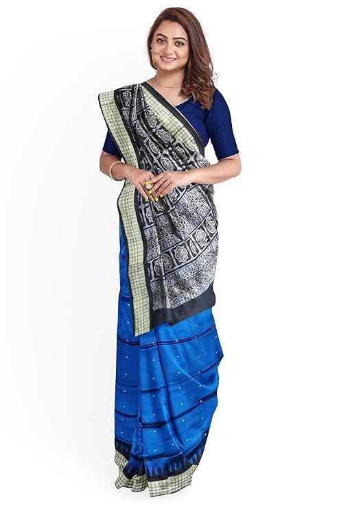 Image of Handmade Pure Bomkai Silk Saree Khandua Natural Silk Ikkat Saree For Women /Ethnic Wear /Traditonal Saree /Handloom Saree With Regular Fit Blouse Piece