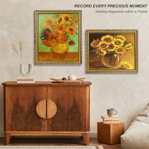 Image of 16x20 Frames Gold Picture Frame Vintage Wood Ornate | Shatter-resistant Plexiglass, Wall Hanging