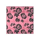 Yoogain Fiori neri su sfondo arrossire sciarpa di seta hijab sciarpa di seta carino sciarpa di seta per le donne per testa chal para mujer, Fiori neri su sfondo Blush, Taglia unica