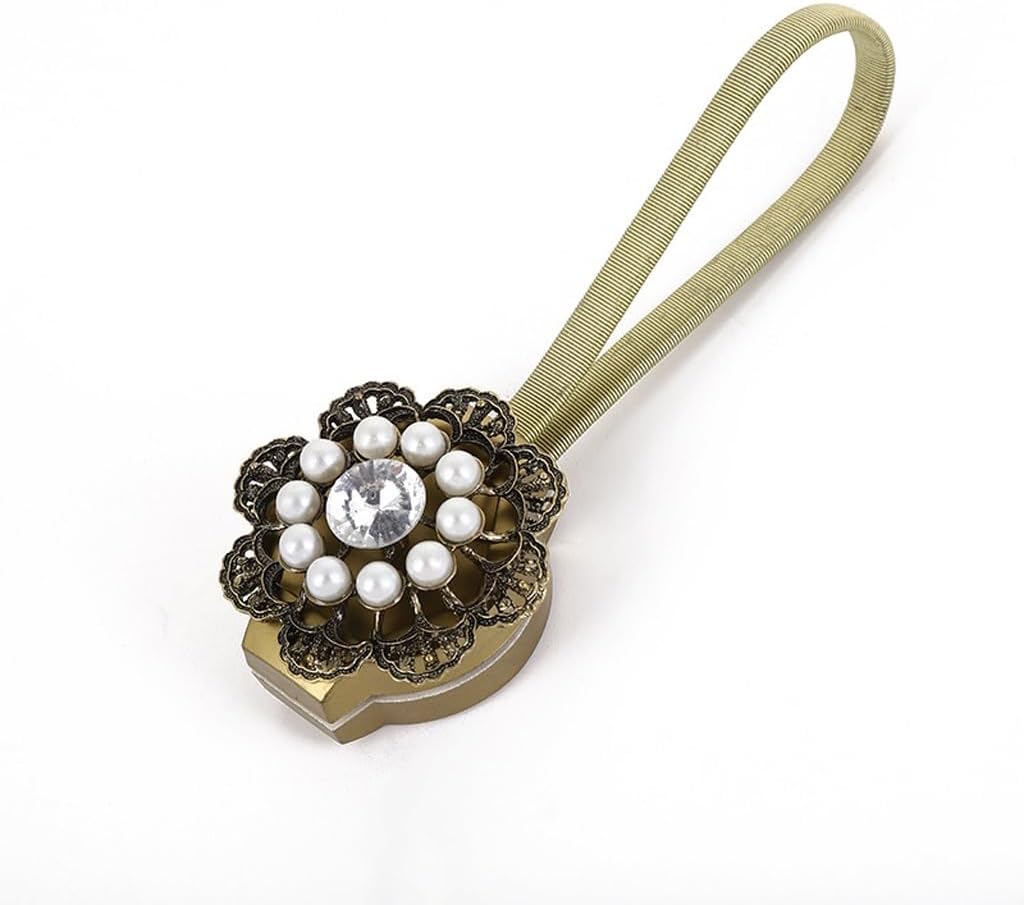 FMURY Window Decoration Curtain Binding Magnetic Curtain Buckle Water Diamond Binding Rope(White-Patch Five-Pointed star4)