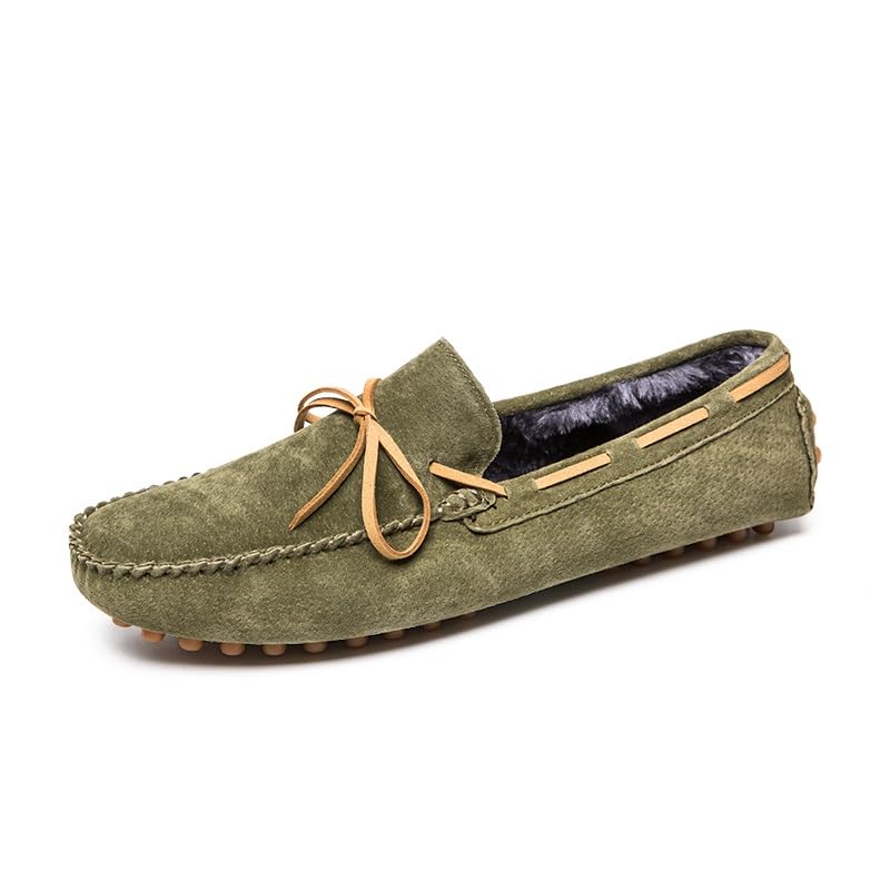 Men's Loafers Shoes Suede Vamp Boatshoes Faux Fur Lining Driving Loafers Flat Heel Anti-Slip Comfortable Casual Outdoor Slip-on