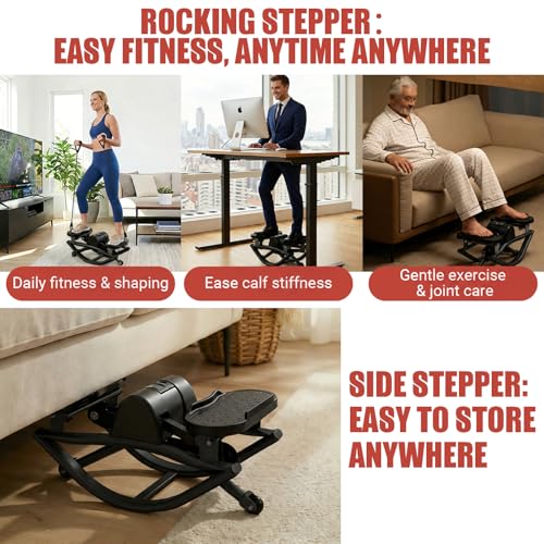 Image of Rock Stepper for Exercise at Home, Rocking Stepper Side to Side with Resistance Bands & Digital Display, 300 LBS Capacity Full Body Workout Low-Impact Knee-Friendly Anti-Slip Side Stepper