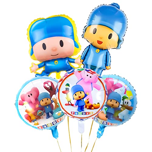 Gxhong 6 pcs Globos de papel de POCOYO Fiesta temática de Pocoyo Decoración de cumpleaños Globos Fiesta de cumpleaños para niños para niños