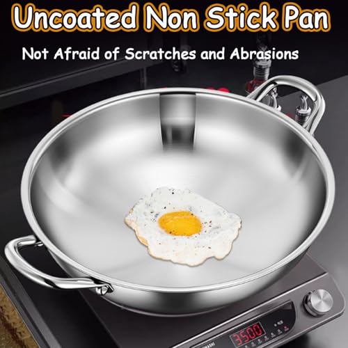 Wok de acero inoxidable sin revestimiento, 13.38 in miniatura 5