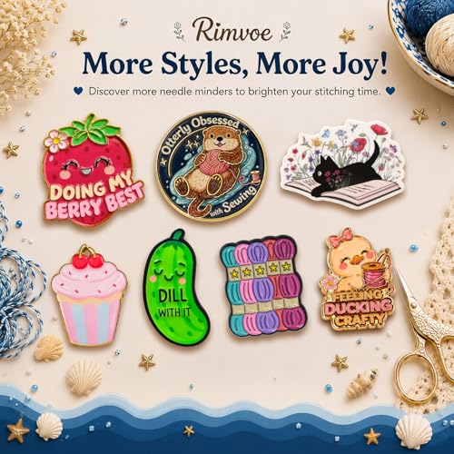 Image of Funny Otter Needle Minder Magnet, Magnetic Sewing Accessory with inchOtterly Obsessed with Sewing inch Design, Cute Holder for Embroidery, Needlepoint & Cross Stitch Projects