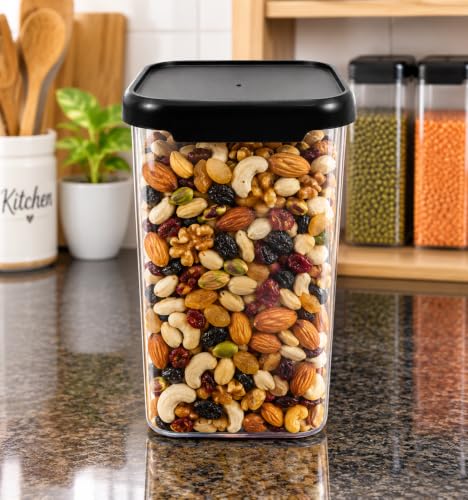 Image of Multi-Purpose Container, Transparent Kitchen Organizer Box, Airtight Dry Food Storage Jar for Rice, Flour, Snacks & Grocery Storage, BPA Free, Space Saving Design (4, 1200, Milliliters)