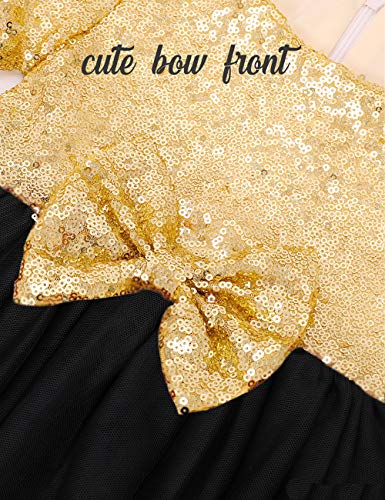 Cilucu Toddlers Sequin Tutu Dress Flower Girls Dresses Pegeant Party Kids Birthday Dress For Wedding Princess Dress Christmas Halloween Dress Gold Black 2-3T #TOP5