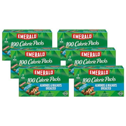 Emerald Nuts, Natural Walnuts & Almonds, 100 Calorie Packs, 7 Ct, 3.92 Oz (Pack of 6)