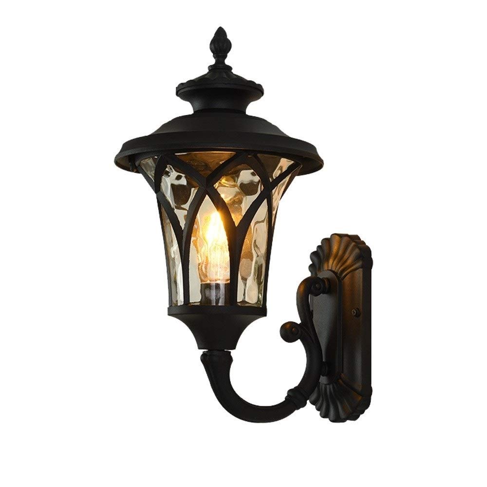 HYJAUSXB Wall Lamps Sconces Outdoor Waterproof Lanterns Retro Craft Die Casting Aluminum Antirust Exterior Sconce Water Pattern Glass