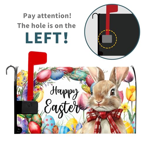 Image of Easter Mailbox Covers Magnetic Standard Size 18 X 21 Inch Egg Bunny Floral Magnetic Mailbox Covers Spring Easter Mailbox Wraps Post Box Cover Decoration Outdoor Garden Home Yard Outside